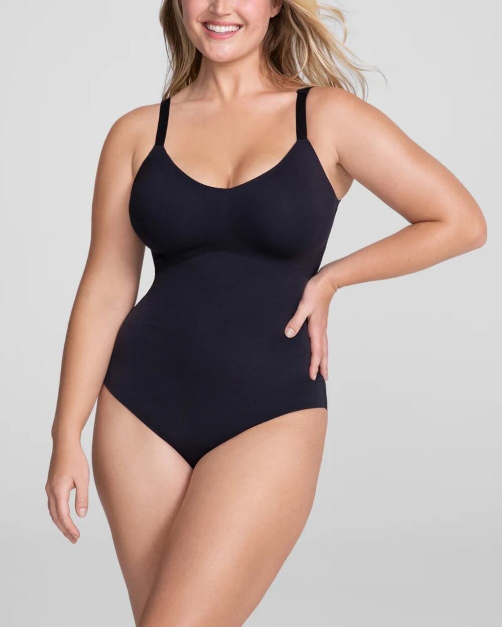 Honeylove Built-in Wireless Bra Cami Shaping Bodysuit Vamp Black Plus 2X NWT